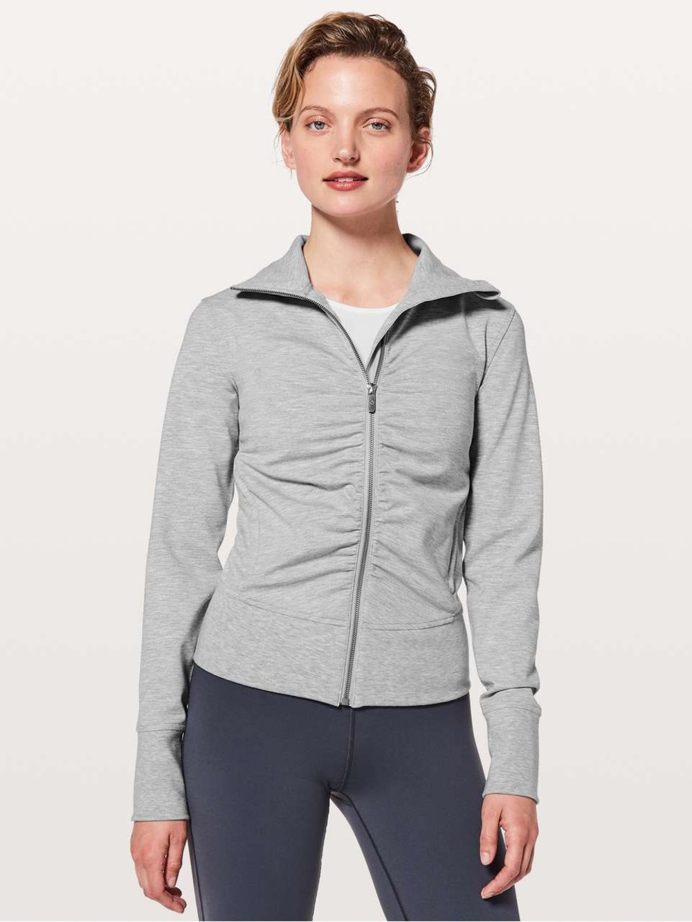Lululemon Gather Up Jacket Heathered Power Grey Sea Salt Full Zip Athletic Yoga